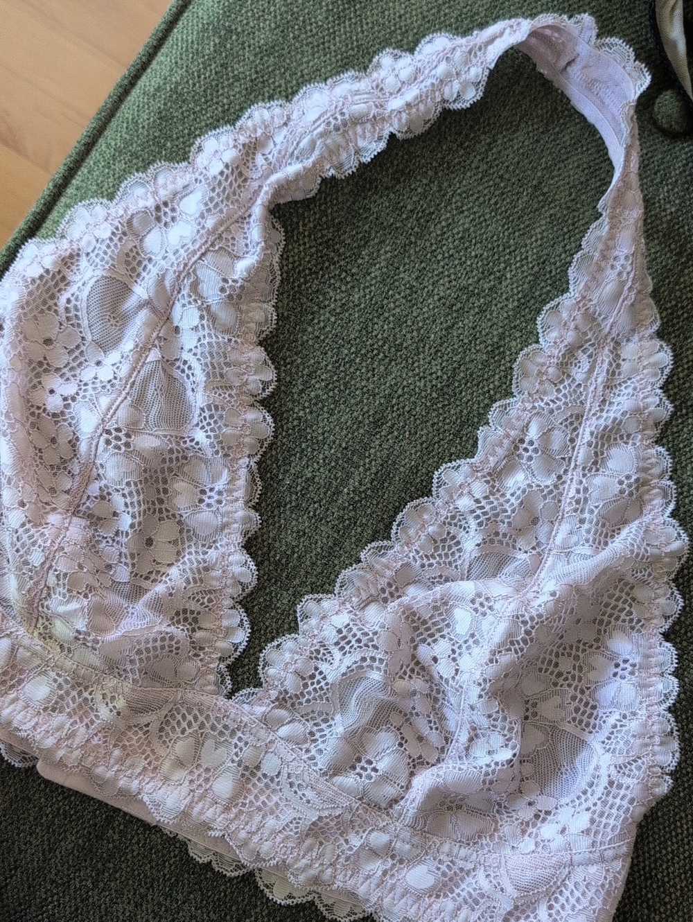 Free People Lace Halter Bra Back Closure, Unlined Antique Pink/Light Periwinkle